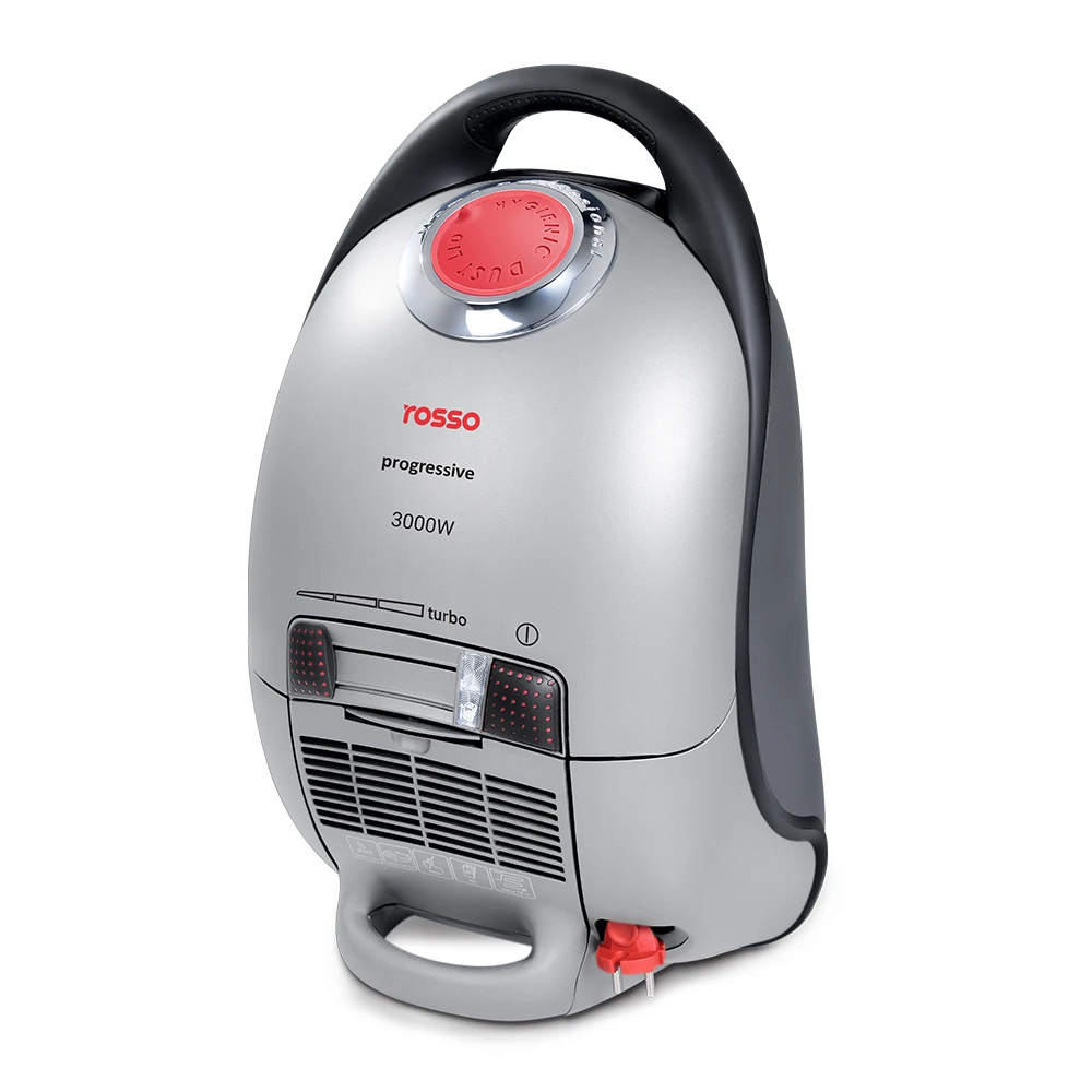 جاروبرقی روسّو Progressive نقره‌ای 3000 وات با کیسه هیپا و فیلتر ضد حساسیت