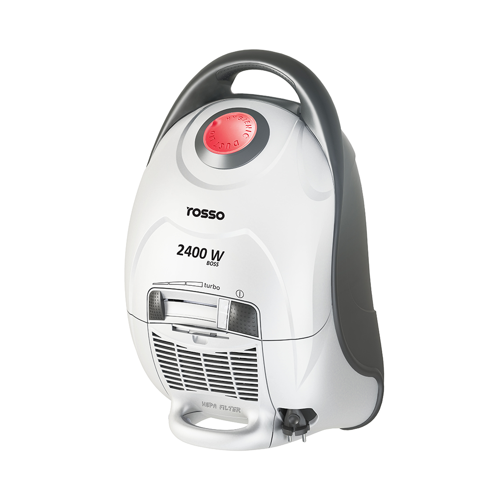 جاروبرقی روسو مدل BOSS سفید با طراحی مدرن، موتور قدرتمند و فیلتر میکروفیلتر