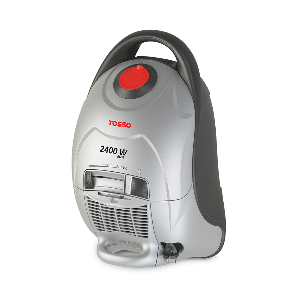 جاروبرقی روسو نقره‌ای 2400 وات مدل باس با بدنه نقره‌ای مات و طراحی مدرن